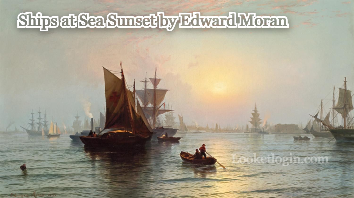 Ships at Sea Sunset by Edward Moran